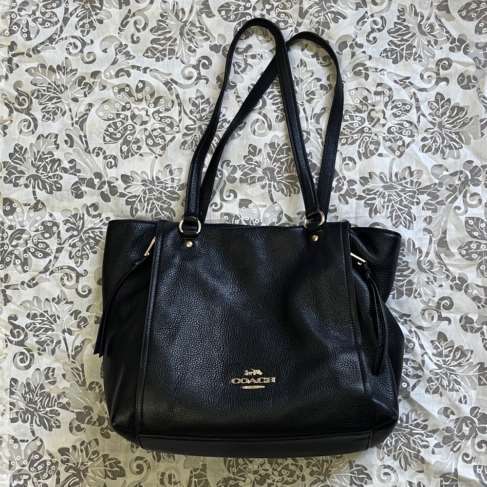 Black Leather Coach Shoulder Bag